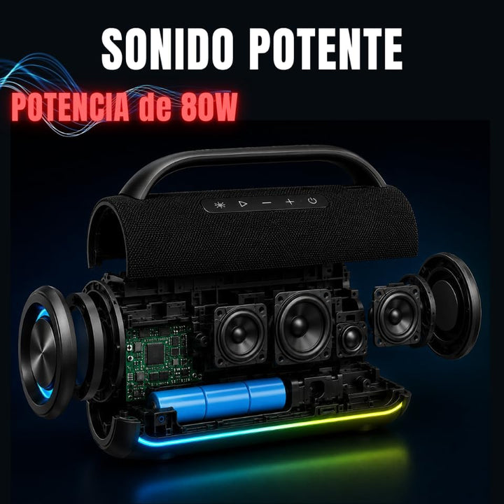 DYNASONIC S90 – IPX7 tragbarer Bluetooth Lautsprecher. Kabelloser Outdoor Lautsprecher. Stereoanlage