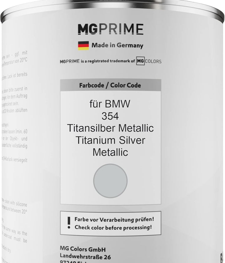 MG PRIME Autolack Dose Set für BMW 354 Titansilber Metallic/Titanium Silver Metallic Basislack 2K Kl