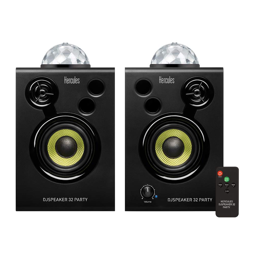 Hercules DJSpeaker 32 Party: 2 x 15 Watt aktive Monitor-Lautsprecher mit integrierter Beleuchtung