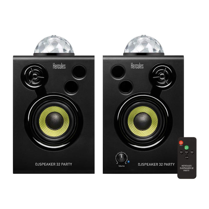 Hercules DJSpeaker 32 Party: 2 x 15 Watt aktive Monitor-Lautsprecher mit integrierter Beleuchtung
