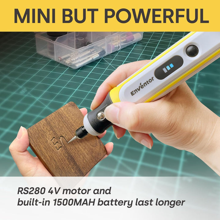 ENVENTOR Mini Multifunktionswerkzeug Akku, 4V Rotationswerkzeug mit 75 Zubehör, 5000-16000RPM, 3 Ein