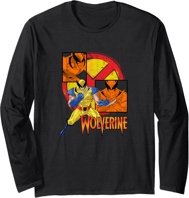 Marvel X-Men Wolverine Collage Panel Logo Langarmshirt