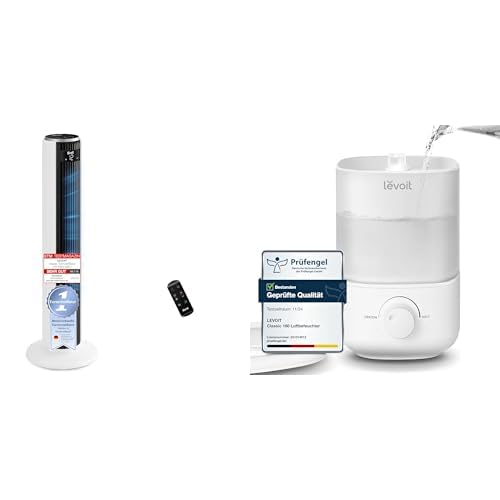 Levoit 20dB sehr leiser Turmventilator, 26W Ventilator mit DC Motor+‎Classic 160-2,5L Mini Luftbefeu