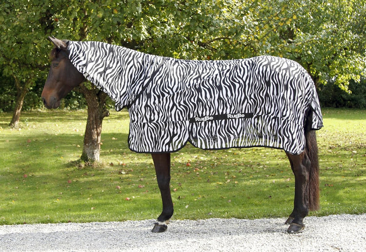 KERBL RugBe Zebra Fliegendecke Ekzemerdecke Pferdedecke mit Halsteil 125cm, 125