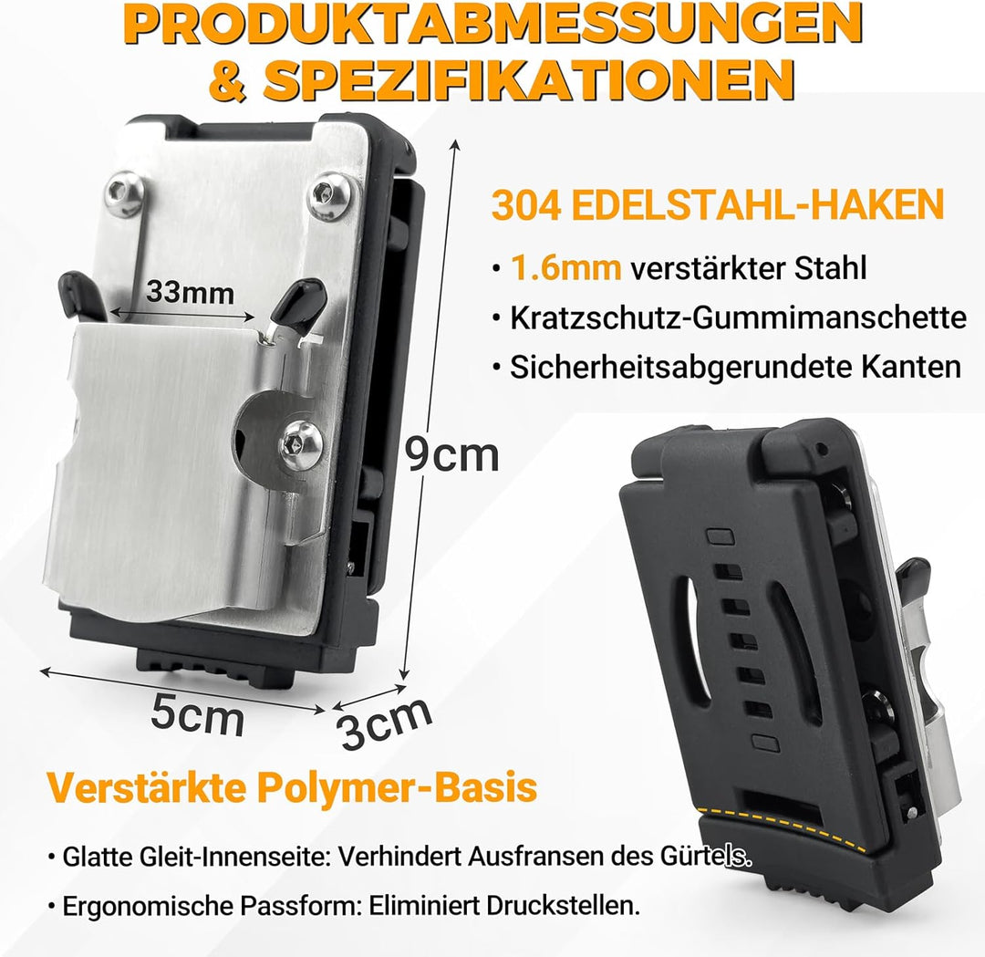 otuiaim [2 × ] Clip-on Werkzeug Gürtelclip - Clip-on Werkzeuggürtelhalter, 304 Edelstahl Werkzeugcli
