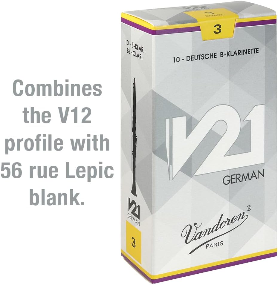 Vandoren CR863 V21 German Klarinetten Blätter, 10 Einheiten, Stärke 3 Strength : 3, Strength : 3