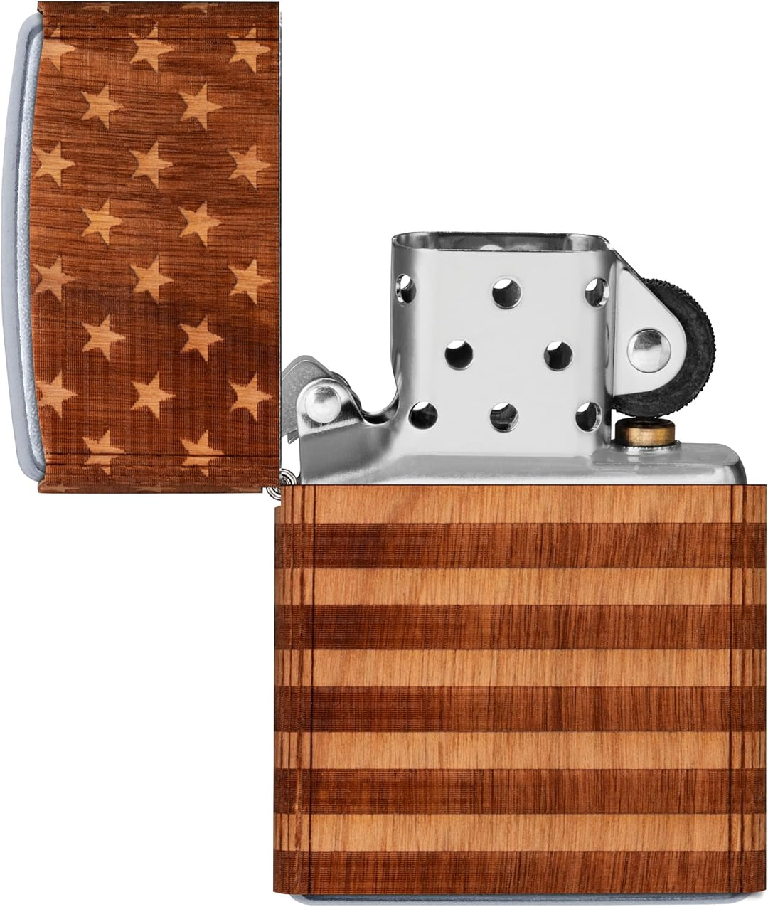 Zippo Woodchuck Taschenfeuerzeug mit USA-Flagge, Braun, Einheitsgrösse Verpackung mit Amerikanischer