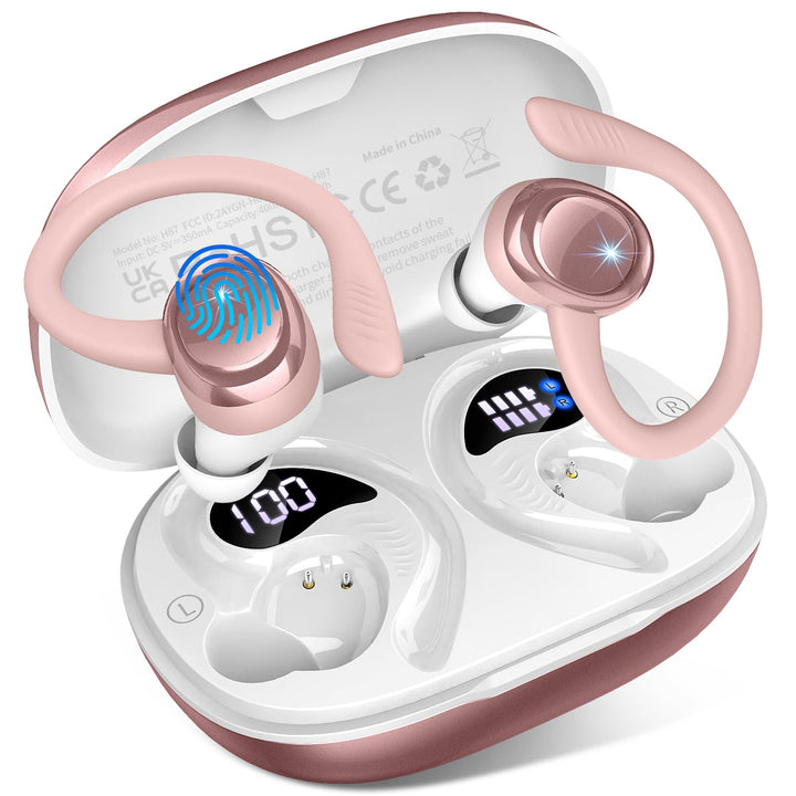 Bluetooth 5.4 Kopfhörer Sport, 2026 Neu 6D Stereo In Ear Kopfhörer Kabellos Bluetooth mit 4 ENC Mic/