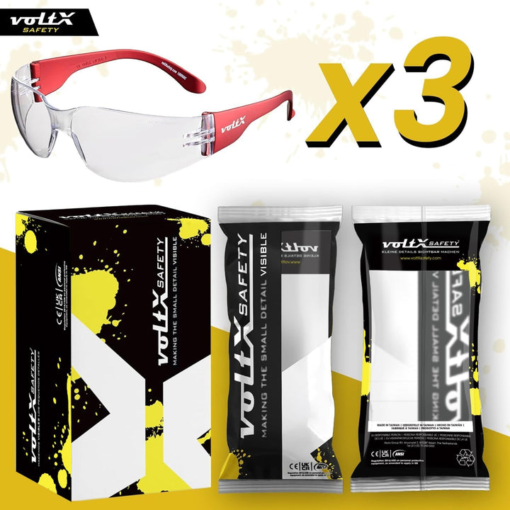 3 x voltX ‘GRAFTER’ BIFOKALE (KLAR +2.5 Dioptrie) Leichtgewichts Industrie Lesen Schutzbrille, EN166