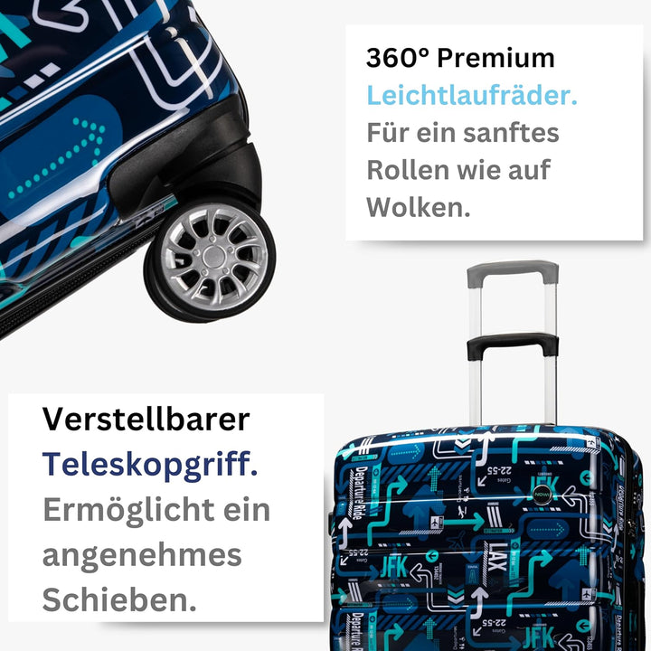 NOWI Hartschalenkoffer XL Gross - 100L Volumen - 158cm Gurtmass - 8 Rollen 360° drehbar - Leichter K