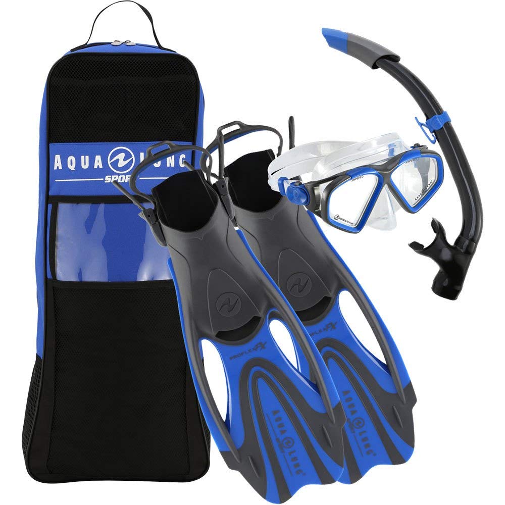 Aquasphere Hawkeye Set bestehend aus Maske, Schnorchel und Flosse S Blau/Dunkelgrau, S Blau/Dunkelgr