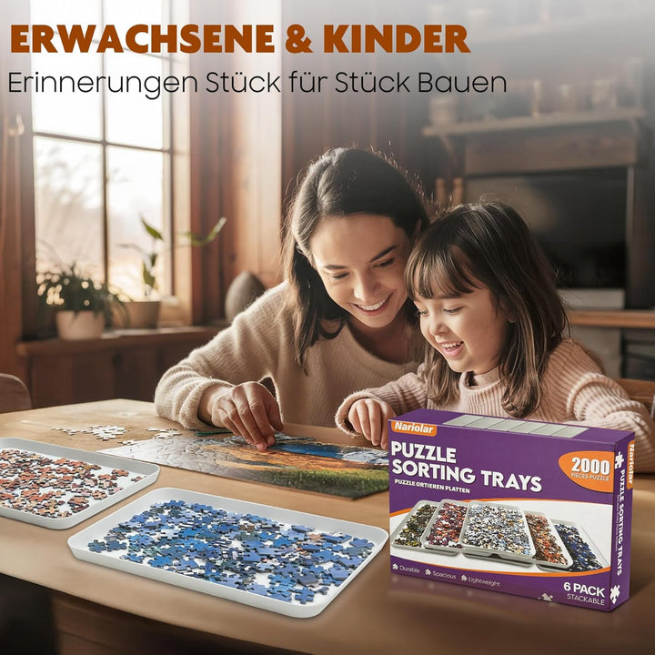 Nariolar 21,0 x 29,2 cm Stapelbare Puzzle Sortierschalen, 6 Weisse Puzzle Sortierer für bis zu 1000/