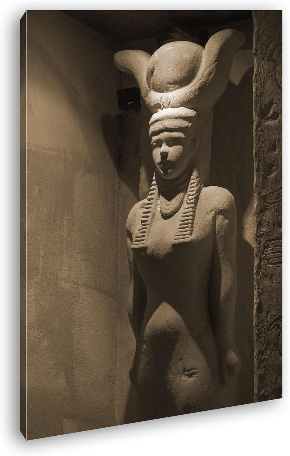 deyoli Ägyptische Statue Format: 80x60 Effekt: Sepia als Leinwandbild, Motiv fertig gerahmt auf Echt