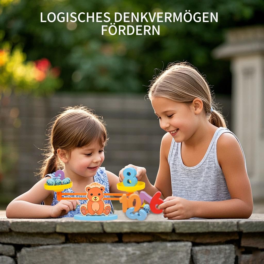 Montessori Spielzeug 3 4 5 Jahre, Mathe Waage, Spiele ab 3 Jahre, Holzspielzeug, Motorikspielzeug, L