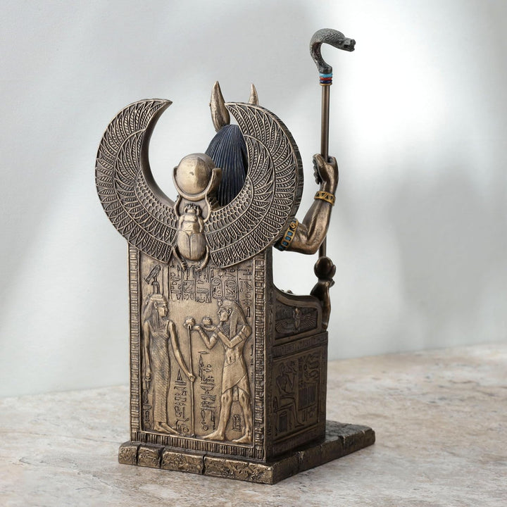 Bronze beendet Ägyptischer Gott Anubis auf Thron Statue, Bronze