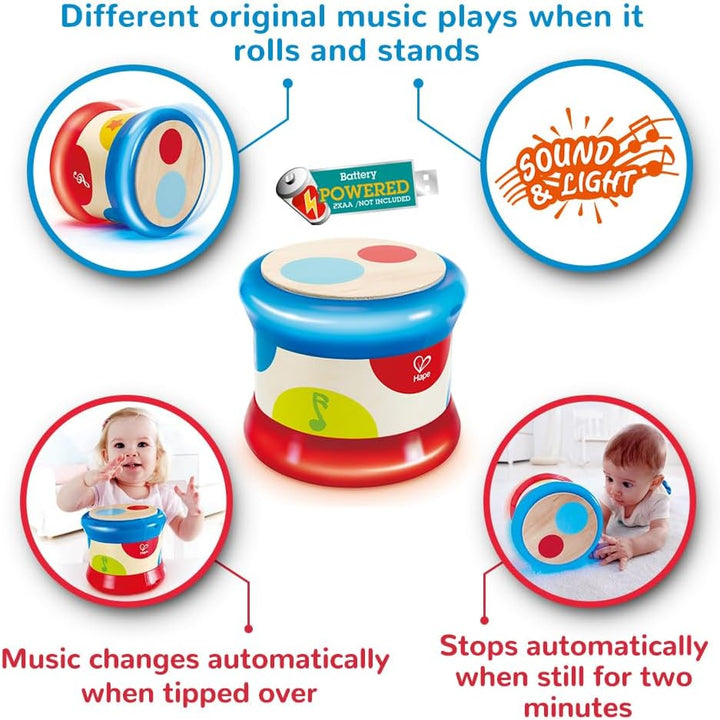 Hape Baby-Trommel - Rollendes Musikspielzeug für Kleinkinder zum Erlernen von Rhythmus und unterschi