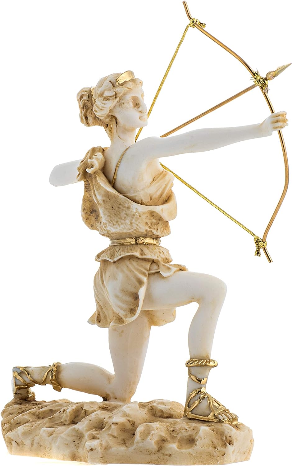 Göttin Artemis Diana Griechische Statue Natur Mond Goldton Alabaster 23,5 cm