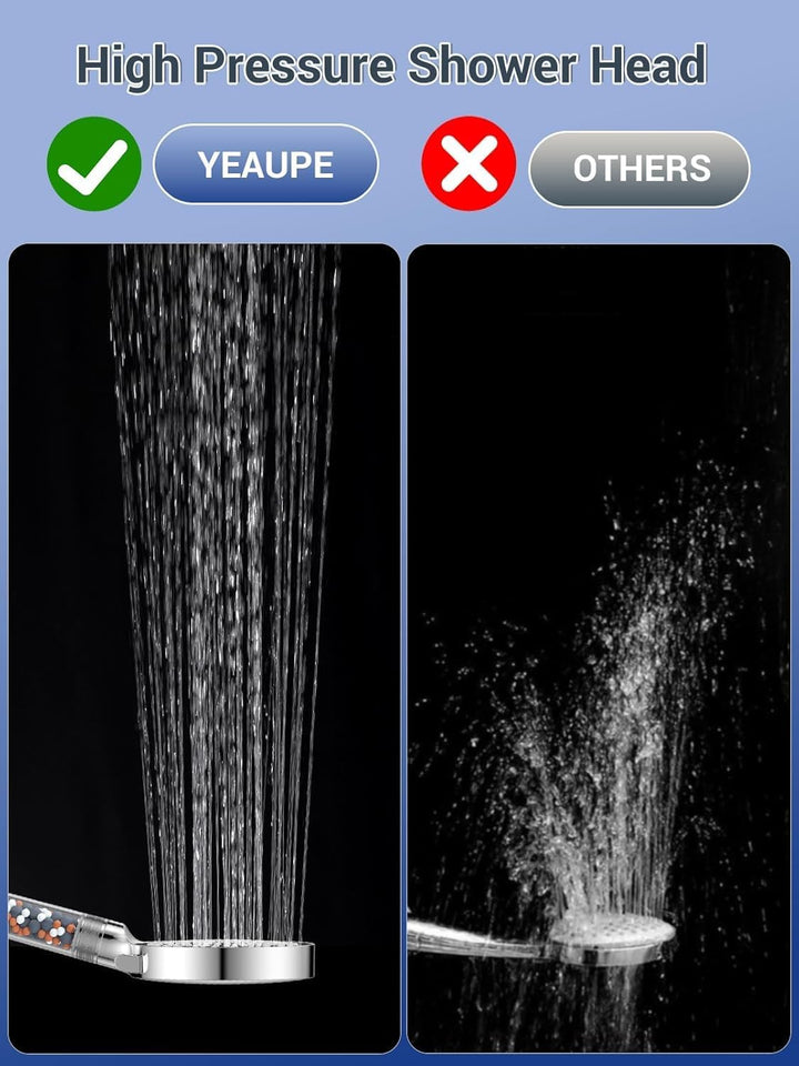 Duschkopf Wassersparend 9,5L/Min,YEAUPE Wassersparender Duschkopf mit Filter, Regendusche Duschkopf