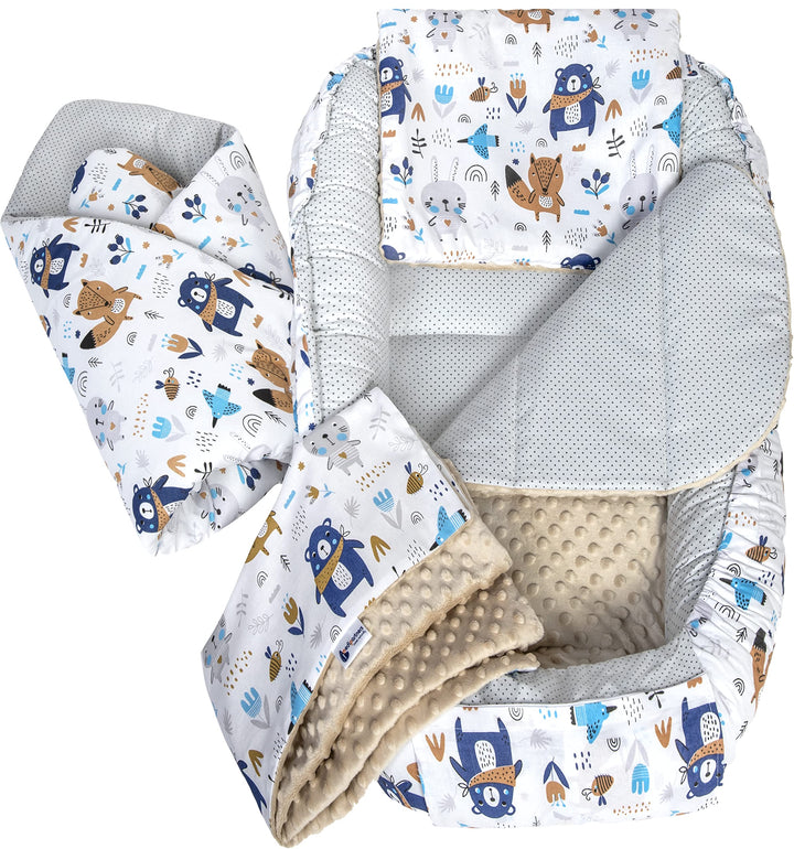 Medi Partners 5 teilig Babynestchen Set Babynest 100x60x15 herausnehmbarer Einsatz Bett Kuschelnest