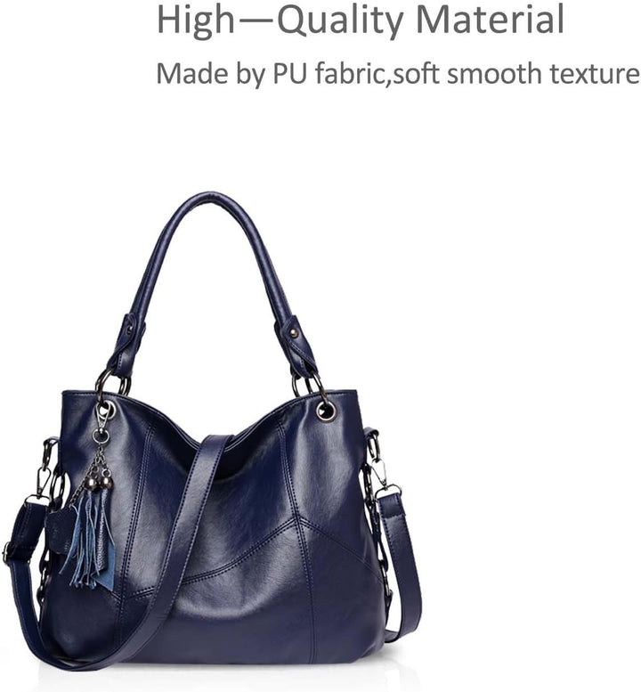 NICOLE & DORIS Fashion Damen Schultertasche Einfache Umhängetasche für Damen Soft PU Leder Blau