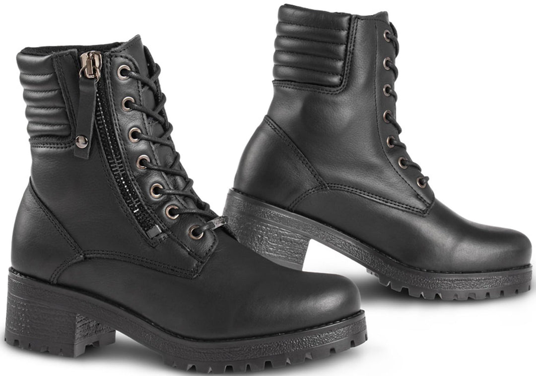Falco Misty 2 wasserdichte Damen Motorrad Stiefel, schwarz, 40 | Wasserdicht Schwarz 40 EU, Schwarz