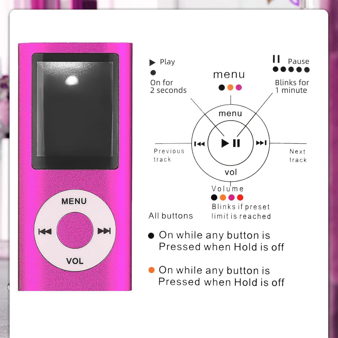MP3-Player/MP4-Player Bluetooth 5.0, 1.8" Tragbarer HiFi-Musikplayer mit Verlustfreiem Sound und Lau