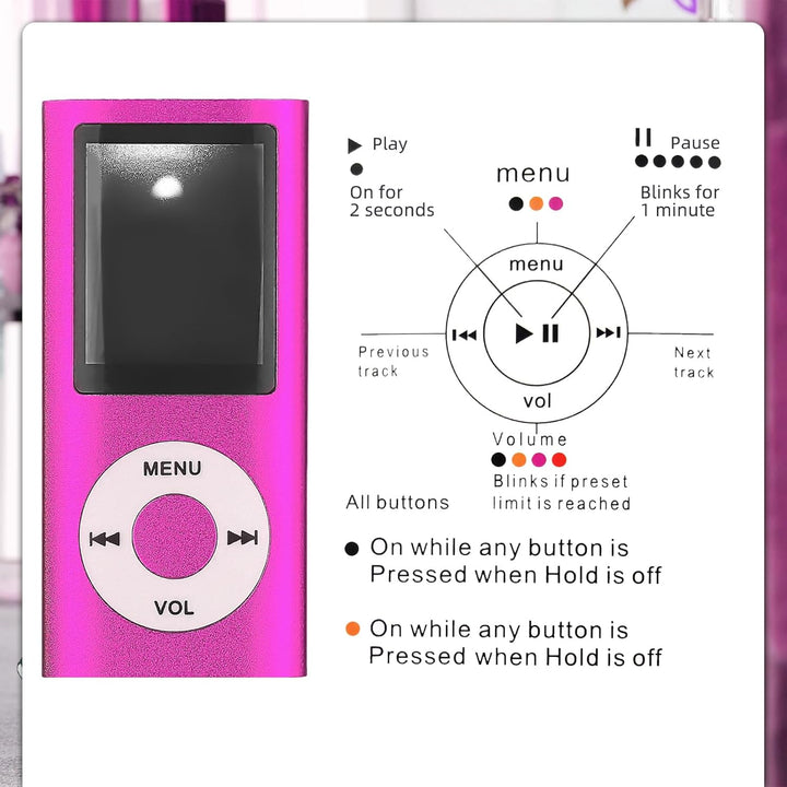 MP3-Player/MP4-Player Bluetooth 5.0, 1.8" Tragbarer HiFi-Musikplayer mit Verlustfreiem Sound und Lau