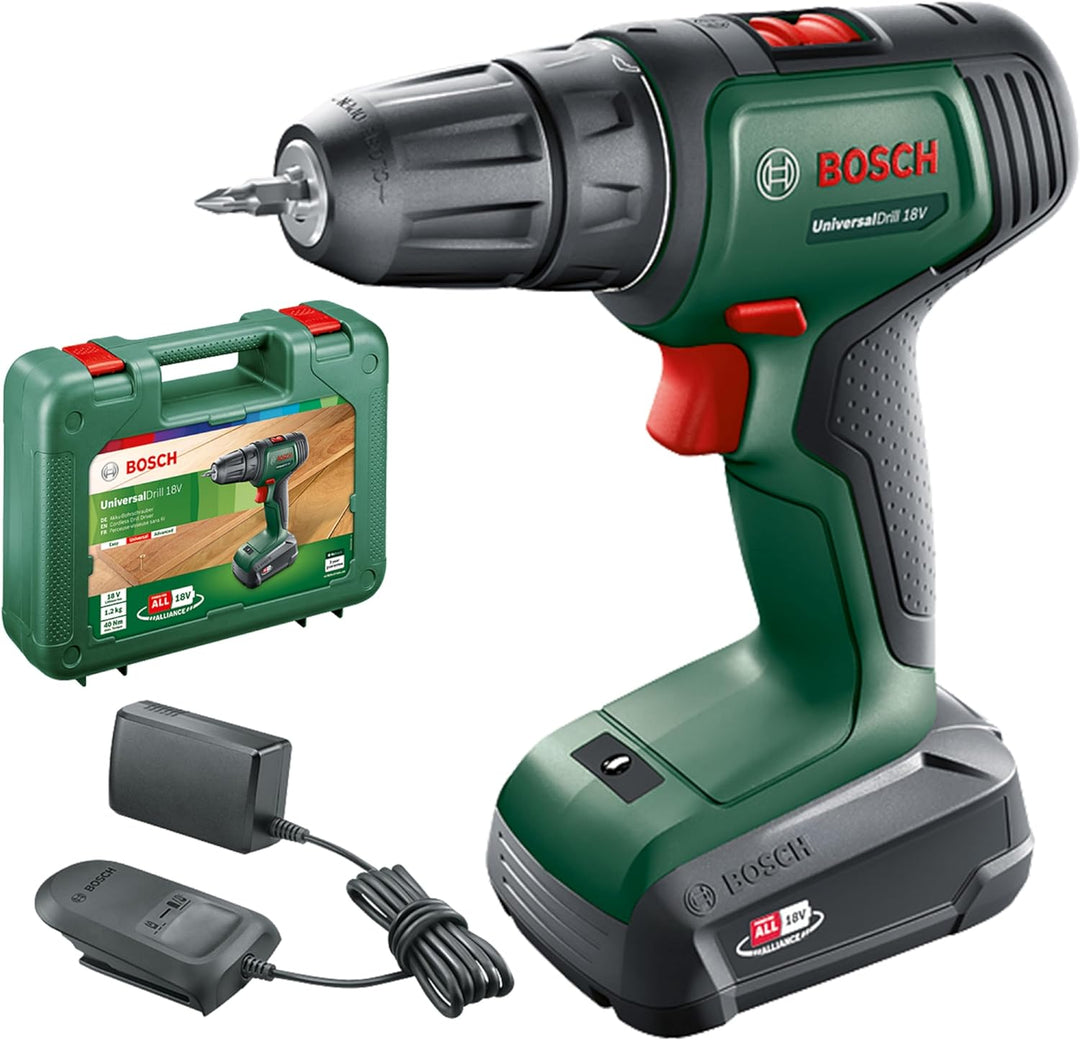 Bosch Home and Garden Bosch Akkuschrauber UniversalDrill 18V (1 Akku, 18 Volt System, im Koffer) Set
