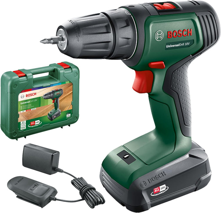 Bosch Home and Garden Bosch Akkuschrauber UniversalDrill 18V (1 Akku, 18 Volt System, im Koffer) Set