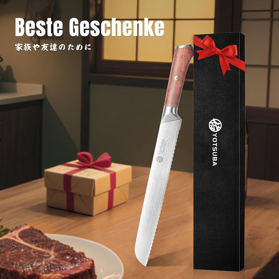 YOTSUBA Scharfes Brotmesser 26cm, Professional Bread Knife mit Hochgekohltem Edelstahl, Brotschneide
