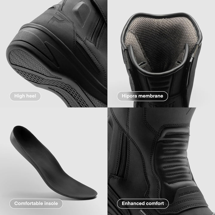 REBELHORN Scout High Heel Lady Motorradstiefel Damen | PU Leder | Wasserdichte Hipora Membran | 7cm