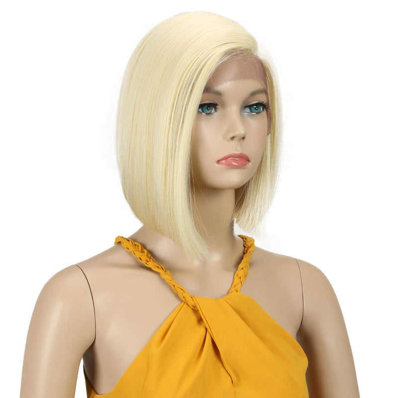 Début Lace Front Perücke für schwarze Damen Bob Perücke für weisse Damen Kunsthaar 24 cm 120g Blond