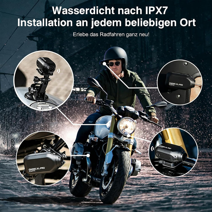 Drift Ghost XL Action Cam Motorrad – Full HD 1080P, 9h Akku, 140° Weitwinkel, 300° drehbar, IPX7 was
