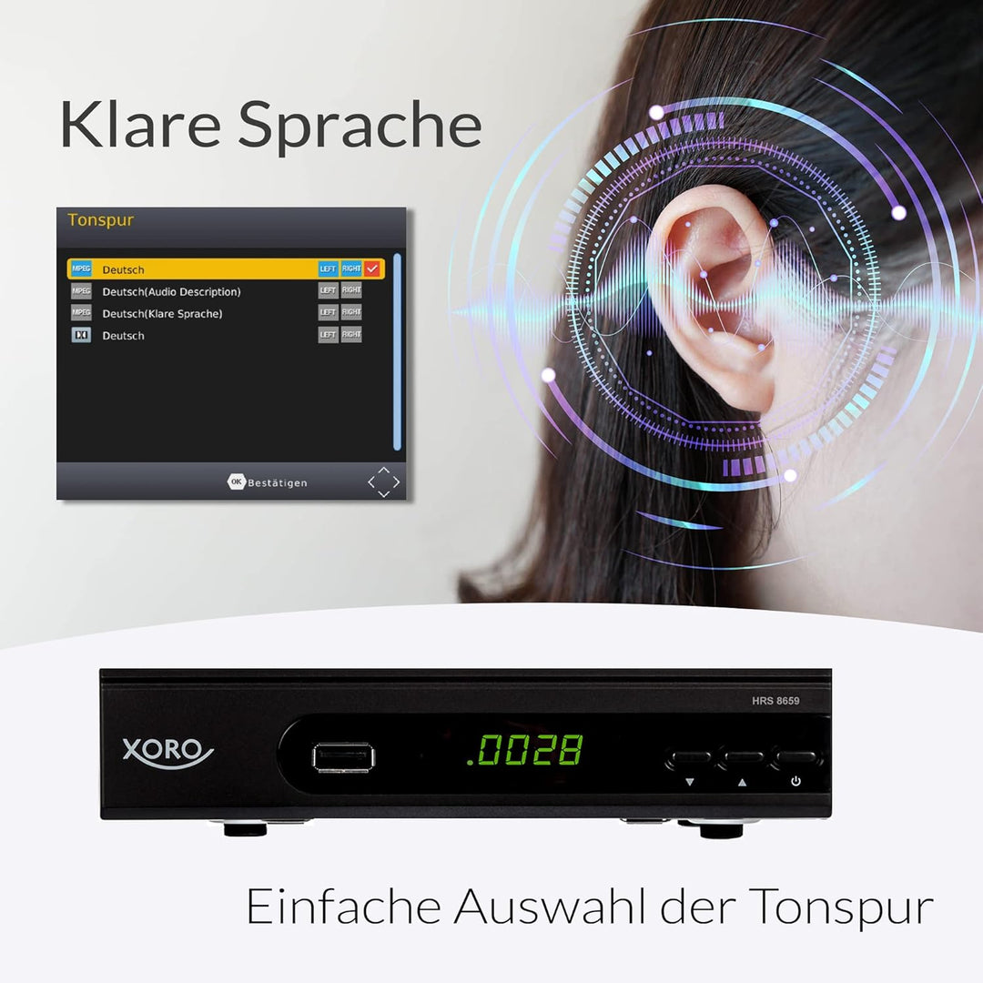 XORO HRS 8659 - Digitaler DVB-S2 HDTV Satelliten-Receiver, HDMI und SCART Anschluss, Unterstützt Uni