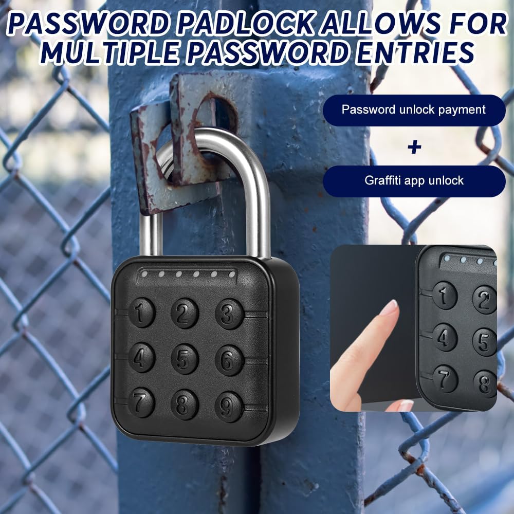 mizikuu Elektronisches Zahlenschloss, 6 Stellig Smart Lock Wetterfestes Schliessfachschloss Vorhänge