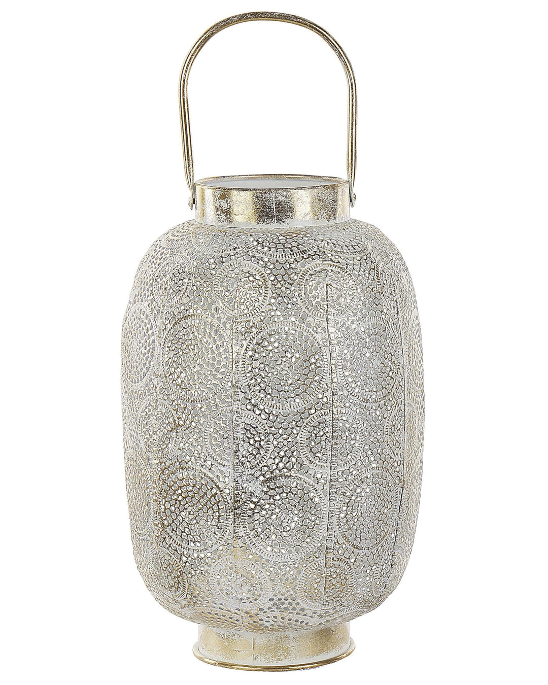 Dekorative Laterne mit Verzierungen H: 40 cm Gold aus Metall und Glas Lantau