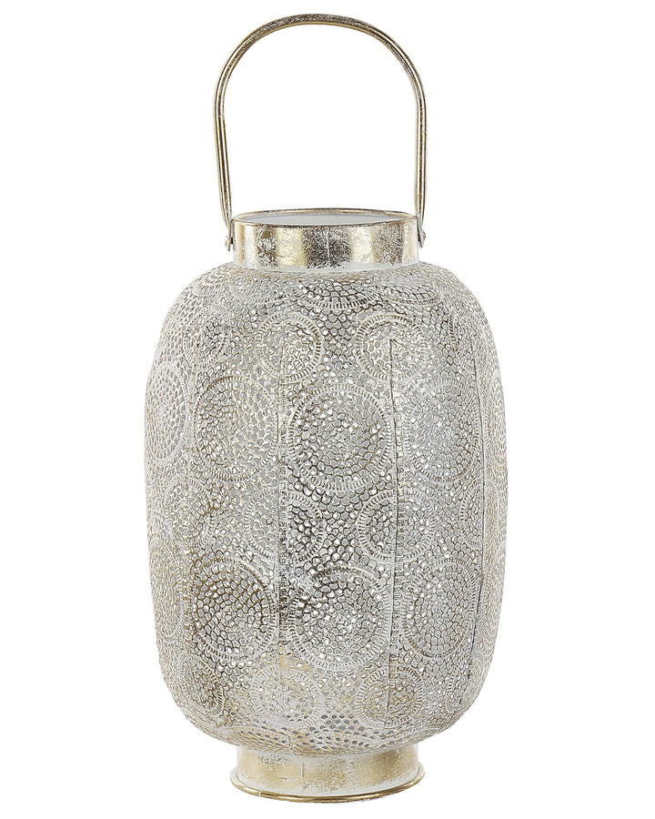 Dekorative Laterne mit Verzierungen H: 40 cm Gold aus Metall und Glas Lantau