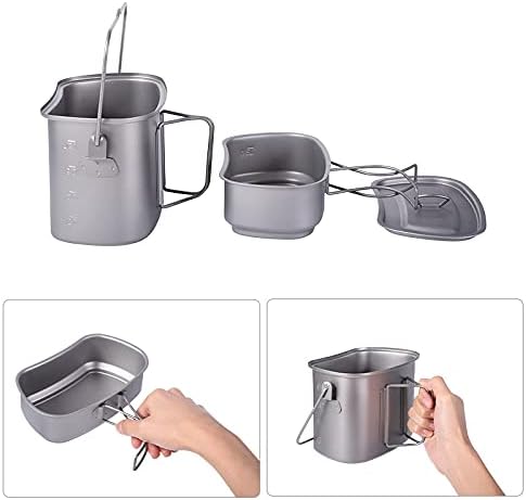 iBasingo Titan Kantine Becher Set 1500ml 600ml Outdoor Camping Kochgeschirr Tragbares Ultraleicht Ko