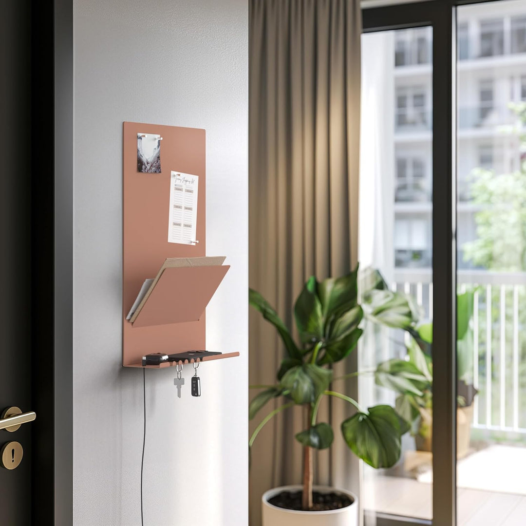 byde Wandorganizer Heke aus Stahlstruktur. 30 x 9 x 49 cm 3-in-1 Wandregal mit Magnettafel und Magne