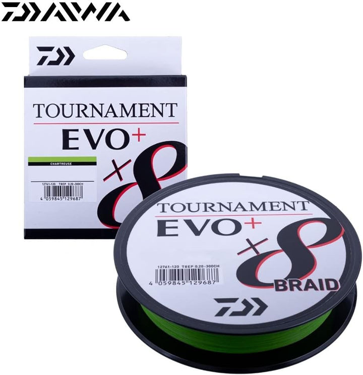Daiwa Tournament X8 Braid EVO+ 135m Chartreuse geflochtene Angelschnur 135m/0.26mm, 135m/0.26mm