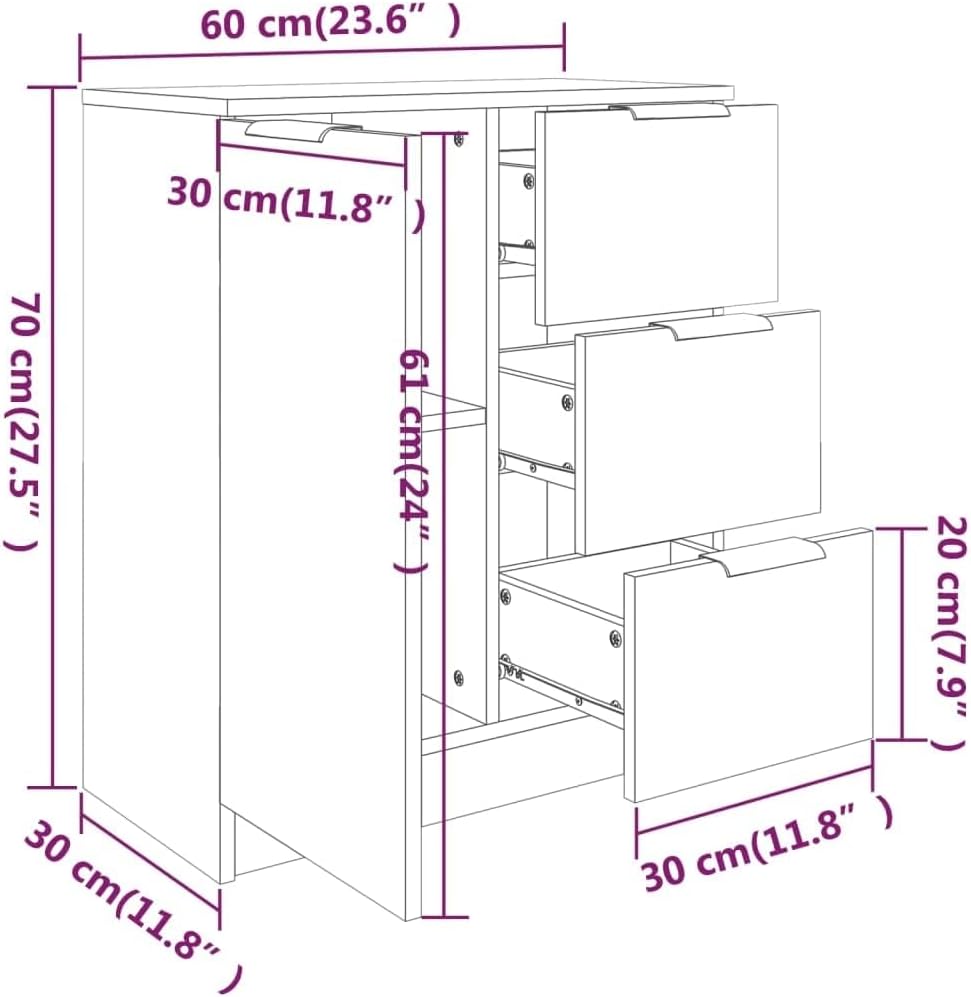 vidaXL Sideboard Kommode Anrichte Schrank Beistellschrank Mehrzweckschrank Standschrank Wohnzimmer S