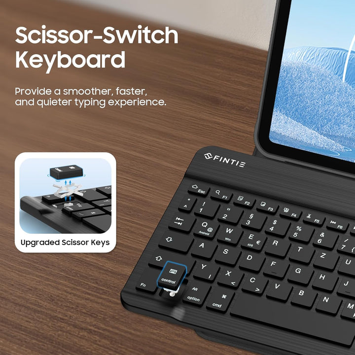 Fintie Tastatur Hülle für iPad 10. Generation 2022 (10.9 Zoll), Keyboard Case mit 7-farbig Beleuchte