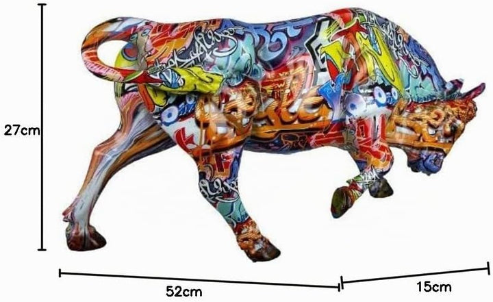 Casablanca Deko Figur Tierfigur Stier - aus Kunstharz im Street Art Design - Farbe: Mehrfarbig Höhe