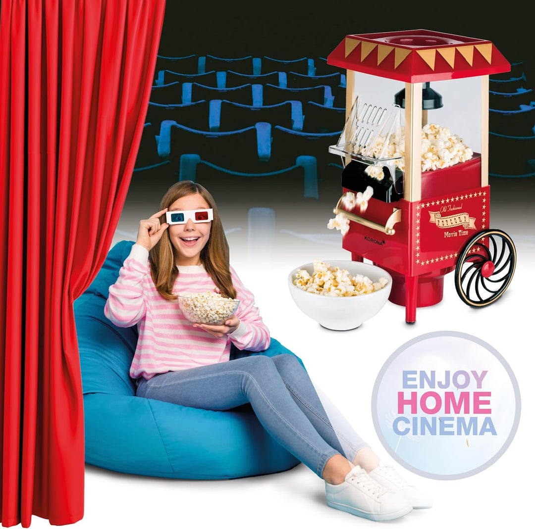 Korona 41100 Popcornmaschine | Retro-Design | Ölfreie Herstellung von Popcorn dank Heissluftverfahre