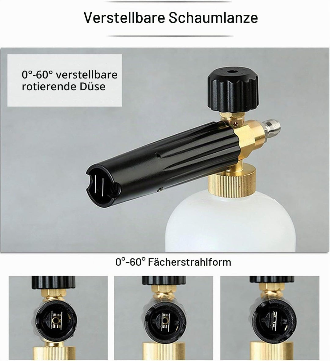 Stone Banks Schneeschaum Lanze Hochdruckreiniger Schaumkanone, 1L Einstellbare Seifenspender Flasche