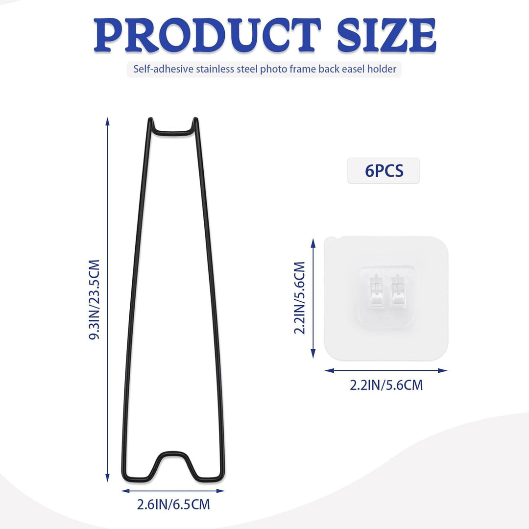 6 Stück Bilderrahmenständer, selbstklebender Edelstahl-Bilderrahmen, Staffeleihalter für 30–46 cm gr