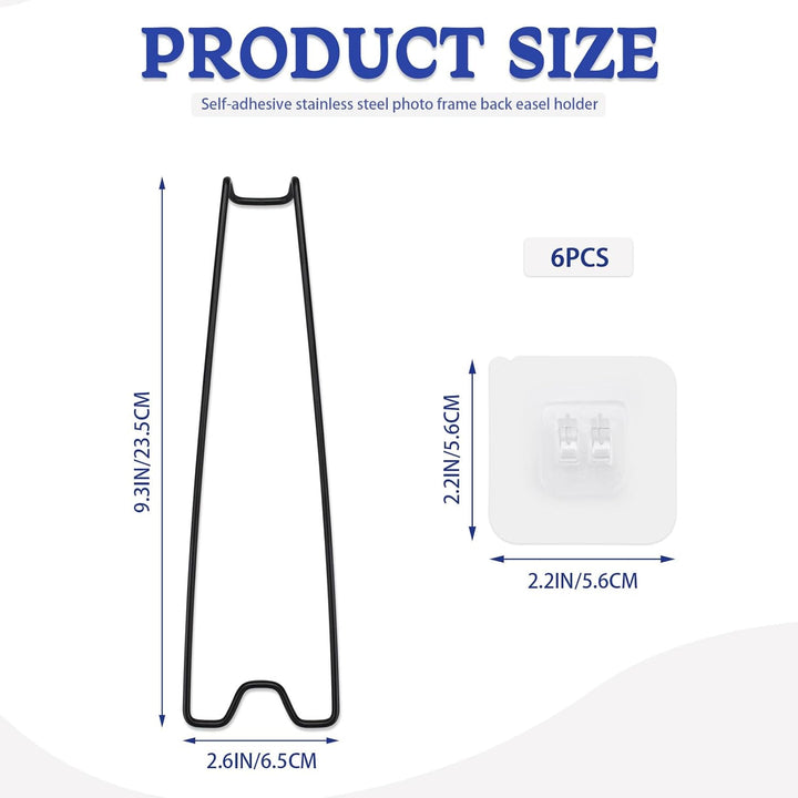 6 Stück Bilderrahmenständer, selbstklebender Edelstahl-Bilderrahmen, Staffeleihalter für 30–46 cm gr