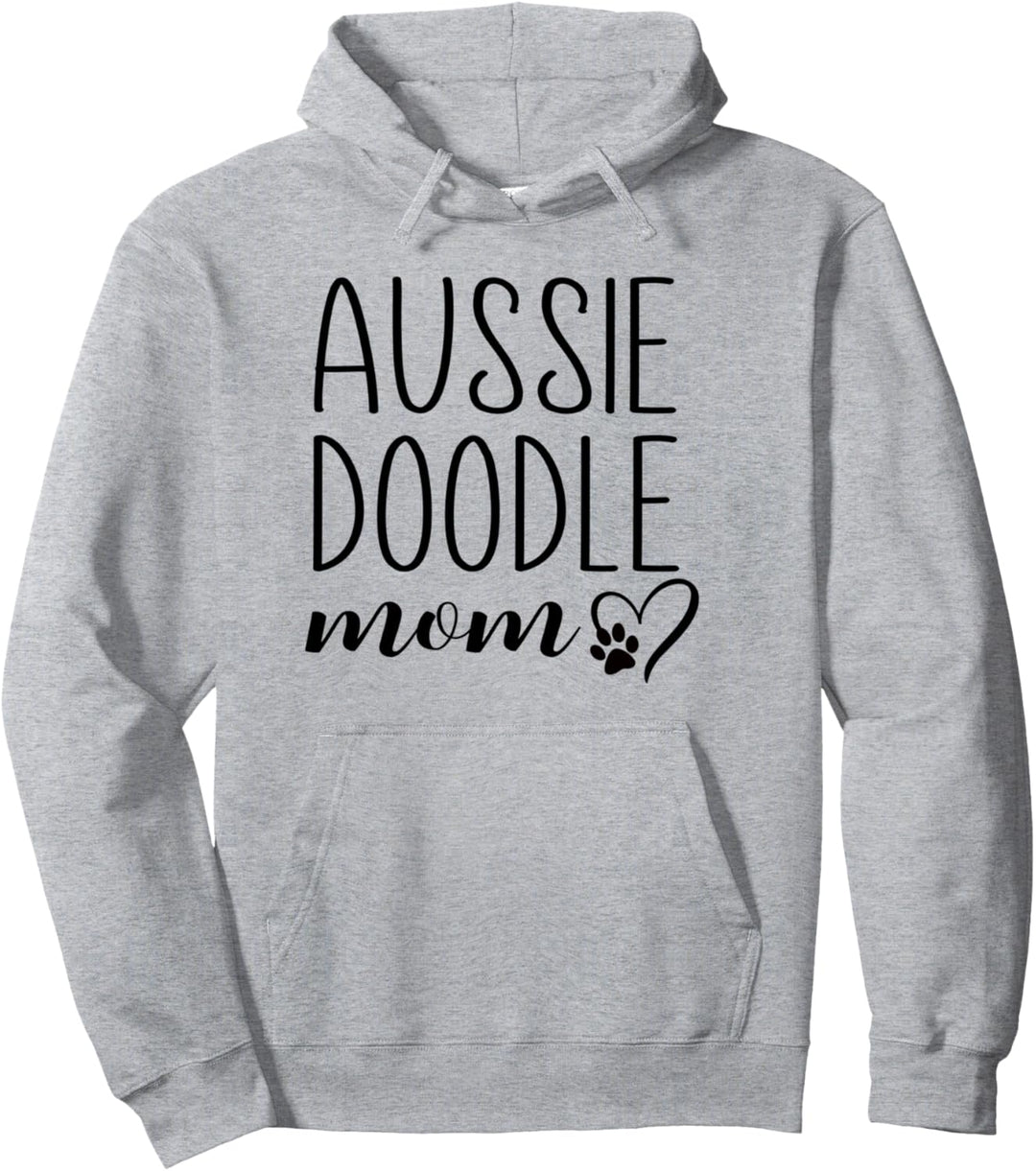 Dog Paw Print Heart Aussiedoodle Mom Pullover Hoodie
