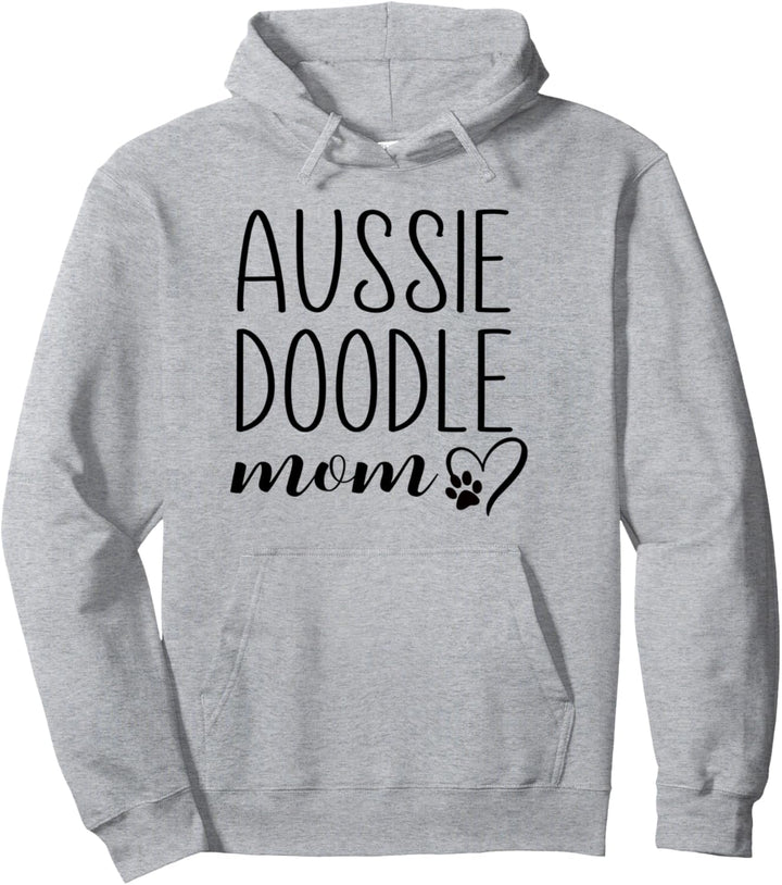 Dog Paw Print Heart Aussiedoodle Mom Pullover Hoodie