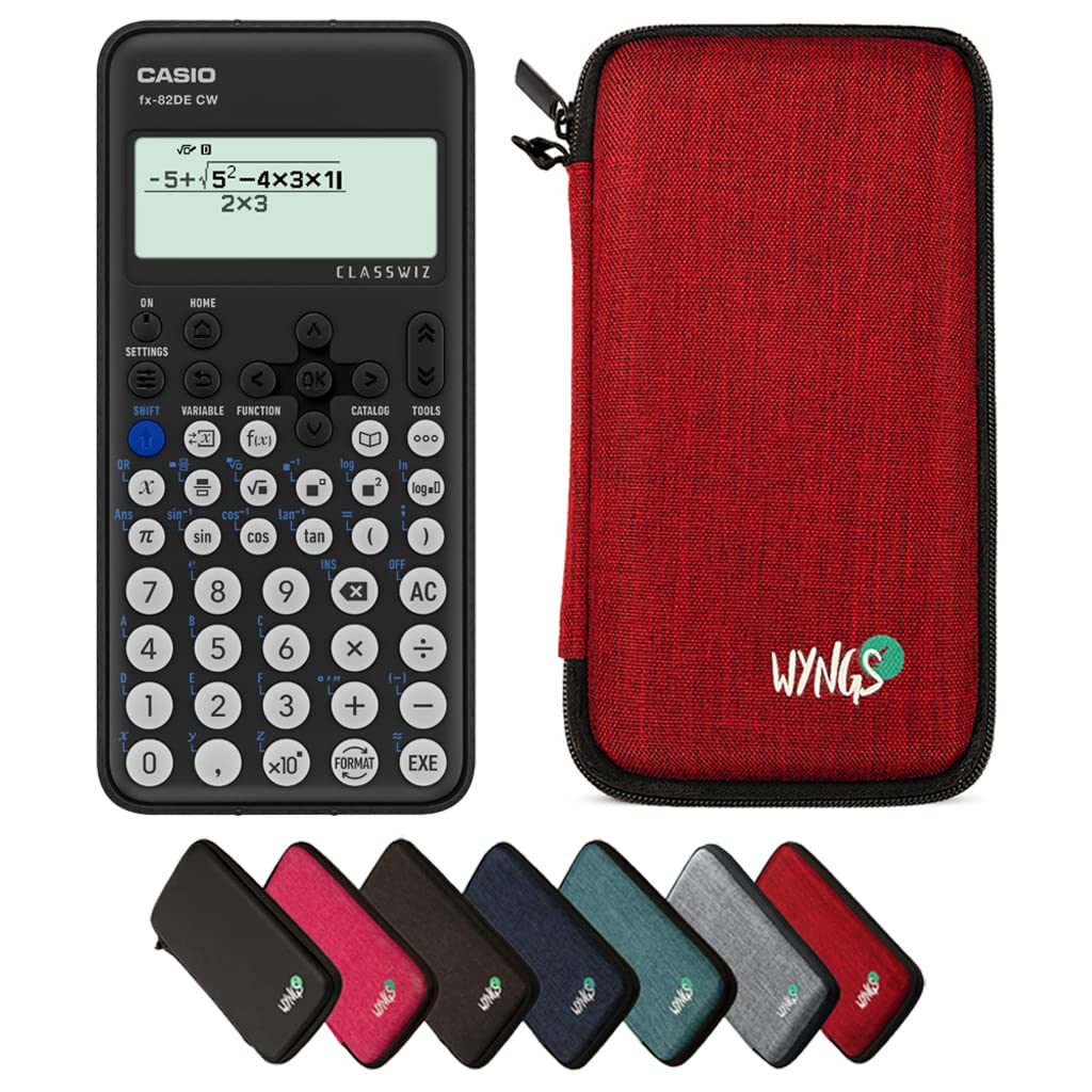 CALCUSO Sparpaket: Casio FX-82DE CW ClassWiz technisch-wissenschaftlicher Schulrechner + WYNGS Schut